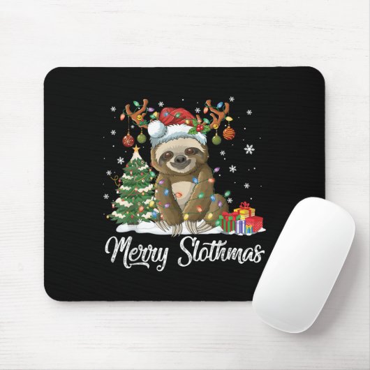 Merry Slothmas Funny Sloth Christmas Tree Lights X Muismat (Met muis)