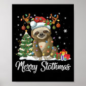 Merry Slothmas Funny Sloth Christmas Tree Lights X Poster (Voorkant)