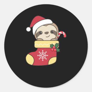 Merry Slothmas Funny Sloth voor Kerstmis Ronde Sticker