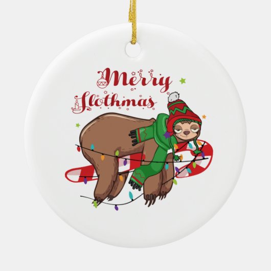 Merry Slothmas Keramisch Ornament (Achterkant)