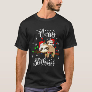 Merry Slothmas kerstmis Pajama Sloth T-shirt