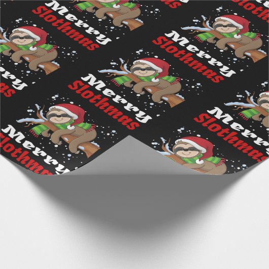 Merry Slothmas Pattern Funny kerstwrapping Pa Cadeaupapier (Hoek)