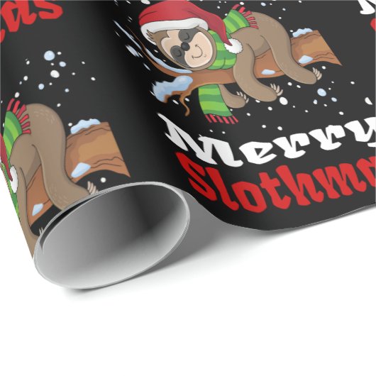 Merry Slothmas Pattern Funny kerstwrapping Pa Cadeaupapier (Rol Hoek)