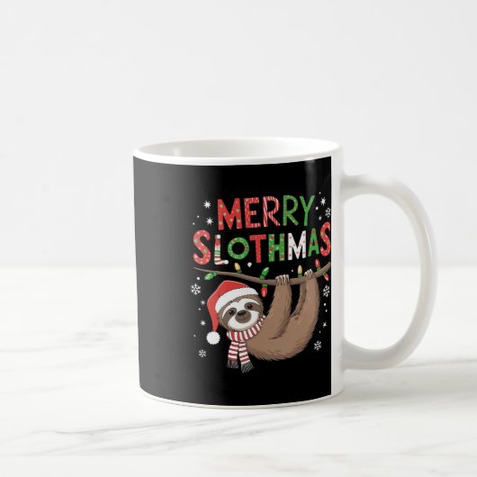 Merry Slothmas Santa Hat Pyjamas Luiaard Lover Mei Koffiemok (Rechts)