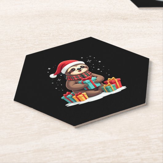 Merry Slothmas schattige kerstfeestdag kerstfeeste Kartonnen Onderzetters (Schuin)