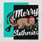 Merry Slothmas Sloth Lazy Feestdagenkaart (Voorkant / Achterkant)