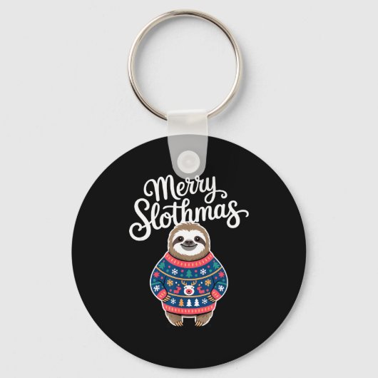 Merry Slothmas Sweater Funny Sloth Christmas Pajam Sleutelhanger (Voorkant)