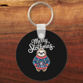 Merry Slothmas Sweater Funny Sloth Christmas Pajam Sleutelhanger (Voorkant)