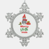Merry Slothmas Tin Sneeuwvlok Ornament (Voorkant)