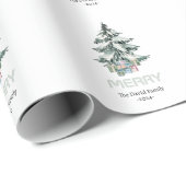 Merry Snow Waterverf Pine-kerstboomgeschenken Cadeaupapier (Rol Hoek)