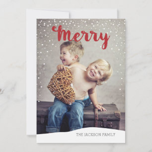 Merry Snowfall Collectie Red Photo met kerstmis Feestdagenkaart