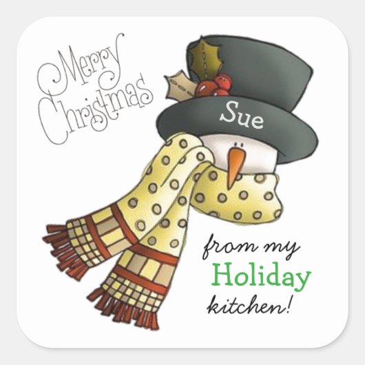 Merry Snowman Custom Vakantie Bakken Stickers (Voorkant)