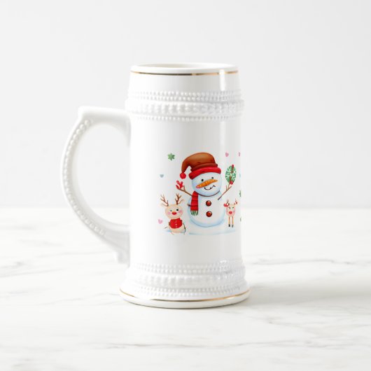 Merry Snowman en Bright Baby Rendieren Bierpul (Links)