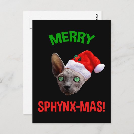 Merry Sphynx-Mas Funny Kerstsphynx Cat Lover Briefkaart (Voorkant / Achterkant)