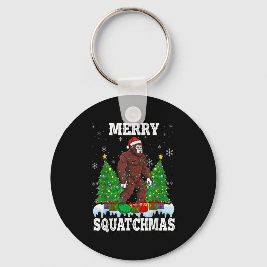 Merry Squatchmas Christmas Tree Santa Bigfoot Sasq Sleutelhanger (Voorkant)