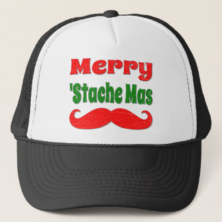 Merry Stache Mas Funny Shirt voor Kerstmis Trucker Pet