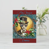 Merry Steampunk ChristmasFlat Vakantie Kaart (Staand voorkant)