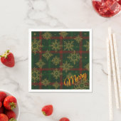 Merry Steampunk Sneeuwvlok Rood en Groen Tartan Servet (Insitu)