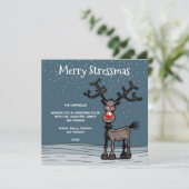 Merry Stressmas met Rudolph-kerstkaart Feestdagenkaart (Staand voorkant)