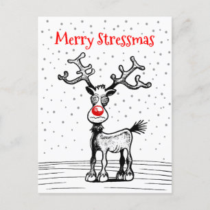 Merry Stressmas Rudolph KerstBriefkaart Briefkaart