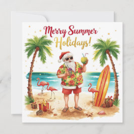 Merry Summer Holiday Santa at the beach Feestdagenkaart