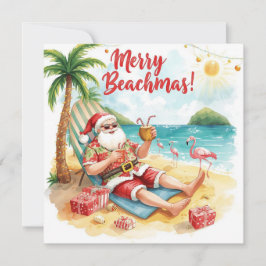 Merry Summer Holiday Santa at the beach Feestdagenkaart