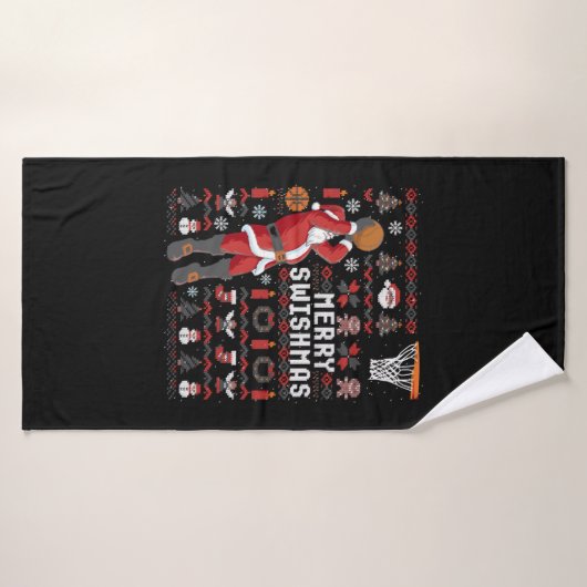 Merry Swish Ugly Kerstmis met kerstbal Kerstmis Badhanddoek (Badhanddoek)
