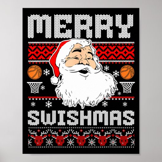 Merry Swishmas Basketball Xmas Ugly Christmas Men Poster (Voorkant)