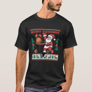 Merry Swishmas Santa basketbalspeler Ugly Christ T-shirt