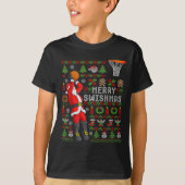 Merry Swishmas Ugly Christmas Basketball Christmas T-shirt (Voorkant)