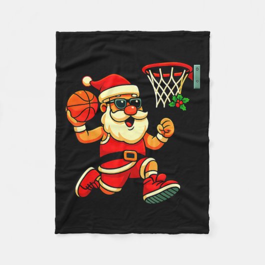 Merry Swishmas Ugly Christmas Sweater Basketball C Fleece Deken (Voorkant)
