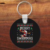 Merry Swishmas Ugly Funny Christmas Basketball Chr Sleutelhanger (Voorkant)