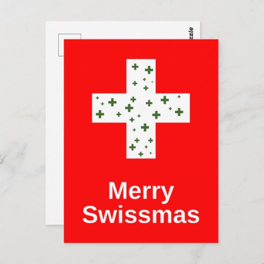 Merry Swissmas. Zwitserse Kerstmis en feestdag Briefkaart (Voorkant / Achterkant)
