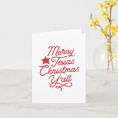 Merry Texas Kerstmis Y'all Script Red Greeting Kaart (Gele Bloem)