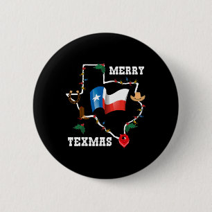 Merry Texmas Texas Flag Kerstmis Familie Holi Ronde Button 5,7 Cm