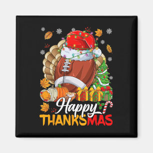 Merry Thanksgiving Football Santa Hat Thanksgiving Magneet