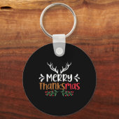 Merry Thanksmas Christmas Thanksgiving Turkey Sant Sleutelhanger (Voorkant)