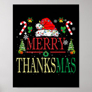 Merry Thanksmas Santa Hat Xmas Familie Mannen Vrou Poster