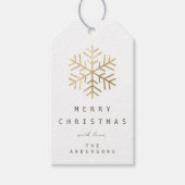 Merry to Holiday Gift Label White Gold Snowflakes Cadeaulabel (Voorkant)