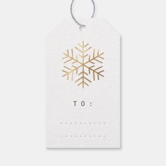 Merry to Holiday Gift Label White Gold Snowflakes Cadeaulabel (Achterkant)