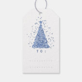Merry to Name Holiday Blue Diamond kerstboom Cadeaulabel (Achterkant)