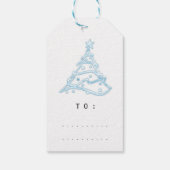 Merry to Name Holiday Blue kerstboom White Cadeaulabel (Achterkant)