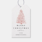 Merry to Name Holiday Kerstboom Roos Blush Cadeaulabel (Voorkant)