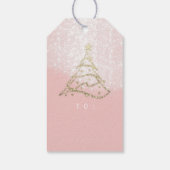 Merry to Name Holiday Kerstboom Roze sneeuw Cadeaulabel (Achterkant)