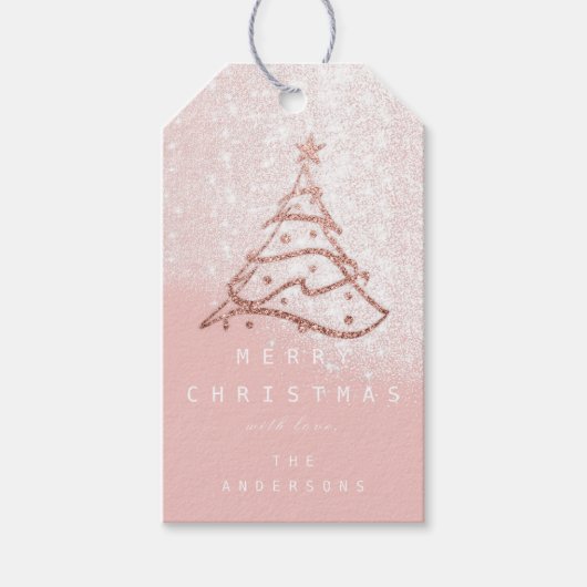 Merry to Name Holiday Kerstmis Roos Spark Cadeaulabel (Voorkant)