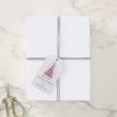 Merry to Name Holiday Pink Diamond kerstboom Cadeaulabel (Met Touw)
