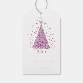 Merry to Name Holiday Pink Diamond kerstboom Cadeaulabel (Achterkant)