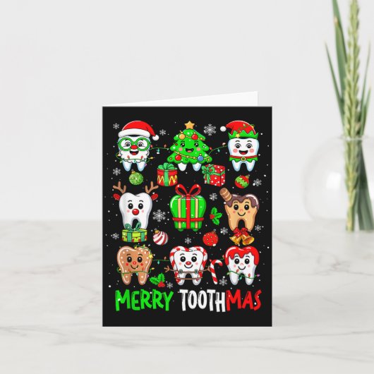 Merry Toothmas Teeth Collection Santa Reindeer Xma Kaart (Voorkant)
