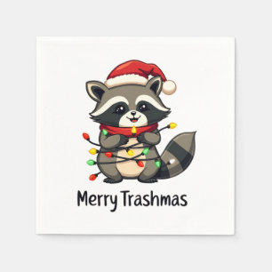 Merry Trashmas Funny Raccoon Kerstvakantie Servet
