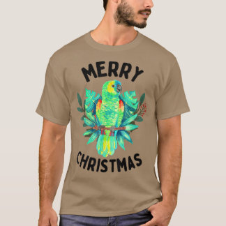 Merry Tropical Kerstmis Amazon Parrot Waterverf T-shirt